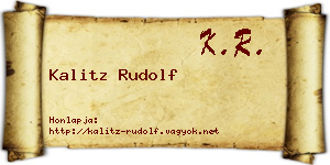 Kalitz Rudolf névjegykártya